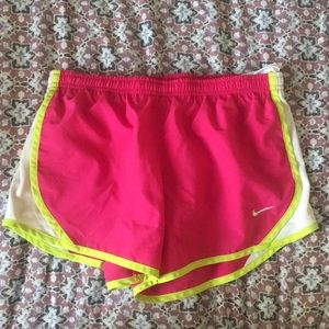 Nike shorts pink and yellow neon